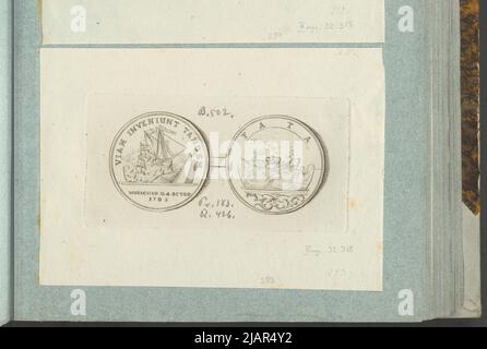 L'image de la médaille du couronnement de Stanisław Leszczyński de 1705, dans: Album de collectionneur: Figures des médailles polonaises à l'œuvre de X.B. Albertrande: L'histoire polonaise avec des médailles certifiées. Préparé par le Prince Henryk Lubomirski 1822 1830 arrangé dans l'ordre selon la liste des médailles polonaises par Feliks Bentkowski 1832 (point 282) inconnu, Geiger, Andreas (1765 1856) Banque D'Images