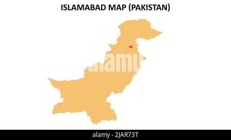 Carte d'Islamabad mise en évidence sur la carte du Pakistan. Carte d'Islamabad sur le Pakistan. Illustration de Vecteur