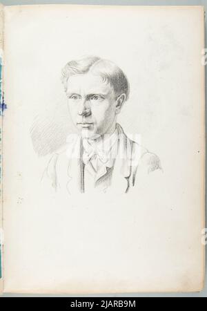 Carnet de croquis des années autour de 1866 OK.1873 carte No. 37 (pas de numérotation de l'auteur) trois dessins obverse: 1. Buste d'un jeune homme, il est possible que Monczyński () pharmacien à Grębów, collègue de l'artiste Tomasz Łosik ; Reverse: 2. Main du haut, 3. Dessin de sculpture face légèrement courbée dans le plan en trois quarts Łosik, Tomasz (1848 1896) Banque D'Images