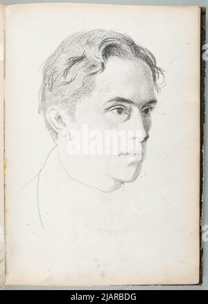 Carnet de croquis des années autour de 1866 OK.1873 carte No. 82 (pas de numérotation de l'auteur) deux dessins obverse: 1. Buste d'un jeune homme; inverse: 2. Buste d'une jeune femme Łosik, Tomasz (1848 1896) Banque D'Images