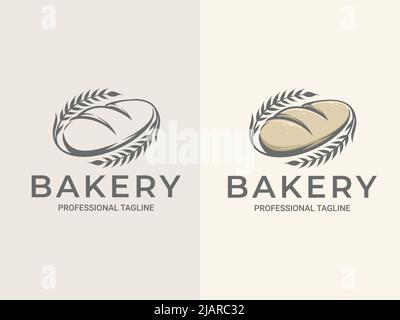 Modèle de logo dessiné à la main pour badge de boulangerie Illustration de Vecteur