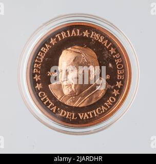 Euro Collection un modèle de pièce, 2 euros cent pour le Vatican; 2005 Banque D'Images