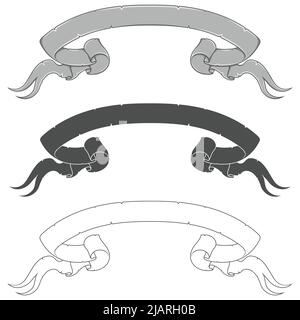 Ruban à volumisé ancien motif vectoriel, décorations de style médiéval ruban Illustration de Vecteur
