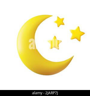Lune abstraite ou croissant avec étoiles. Illustration de Vecteur