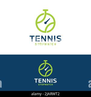 Modèle de logo Chronomètre de tennis. Adapté pour les championnats de compétition de planificateur de balles de tennis ou les applications de marque de tennis Business Company Illustration de Vecteur