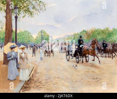 Sur les champs Élysées, (sur les champs Élysées), peinture à l'huile sur panneau par Jean Beraud, 1892 Banque D'Images