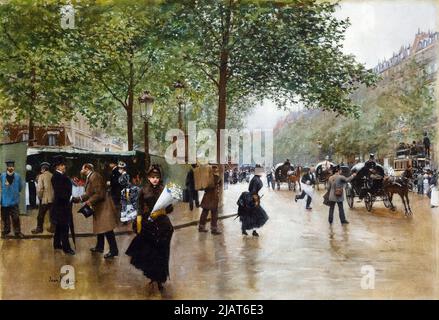 Sur les Grands Boulevards, peinture à l'huile sur toile par Jean Beraud, vers 1890 Banque D'Images