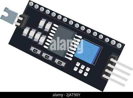 Module écran bleu vert 16x2 caractères contrôleur de module d'affichage LCD lumière bleue noire Illustration de Vecteur