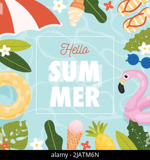 Carte Hello Summer. Concept d'illustration vectorielle. Illustration de Vecteur