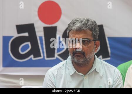 Delhi, Inde. 31st mai 2022. Le professeur Ratan Lal de l'Université de Delhi attend son discours devant un Parlement étudiant organisé par l'Association des étudiants de l'Inde (AISA) à Jantar Mantar contre la politique nationale d'éducation (NEP 2020) qui a été introduite par le gouvernement central. (Photo de Kabir Jhangiani/Pacific Press/Sipa USA) crédit: SIPA USA/Alay Live News Banque D'Images