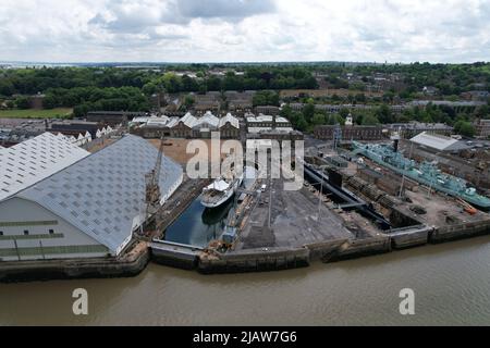 Vue aérienne du drone historique de Chatham Dockyard Banque D'Images