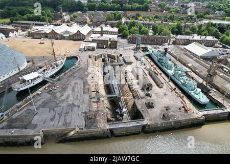 Vue aérienne du drone historique de Chatham Dockyard Banque D'Images