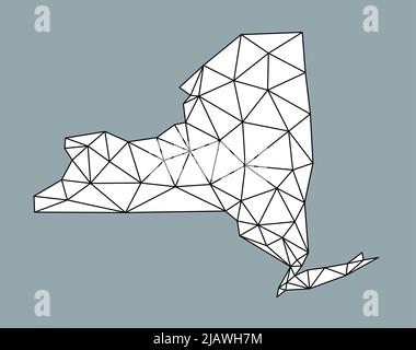 Carte polygonale simple de l'État de New York. Carte vectorielle de style poly basse tendance de l'État de New York. Illustration de Vecteur