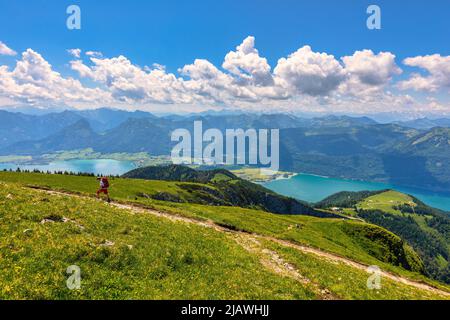 Schafberges aufgenommen, paysage de montagne à Salzkammergut, haute-Autriche. Vue du pic de Schafberg à Mondsee, Autriche. Himmelspforte Schafberg in Banque D'Images