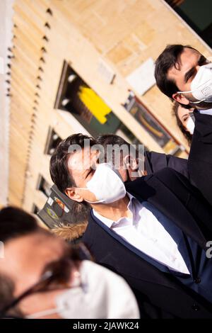 Il presidente Giuseppe Conte alla giornata nazionale delle vittime di mafia a Napoli di Libera Banque D'Images