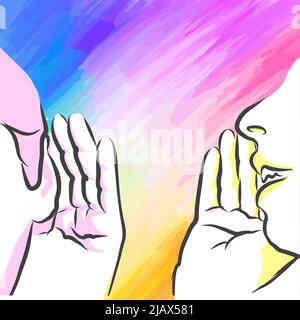 Ediffusion du mot. Dessin réel à la main. Signe vectoriel coloré. Illustration de Vecteur