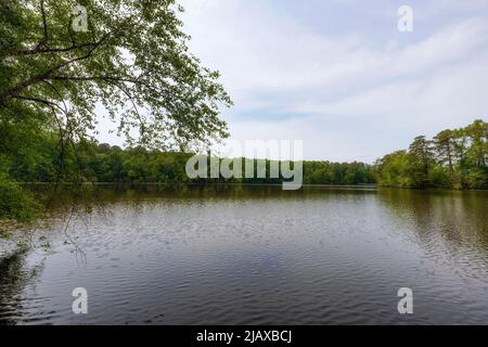 Paysage d'un étang de 24 acres se nourrissent par le ruisseau de colline abrupte et créé par un barrage qui alimente le moulin de Grist sur le même parc national. Banque D'Images