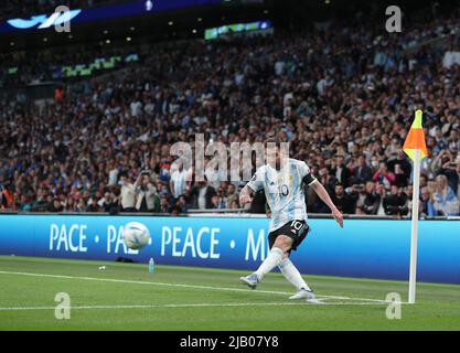 London, Royaume-Uni . 01st juin 2022. Lionel Messi de l'Argentine pendant le match de football Argentine contre Italie, UEFA Finalissima 2022, Wembley Stadium, Londres, Royaume-Uni. 1st juin 2022. Crédit : Michael Zemanek/Alamy Live News Banque D'Images