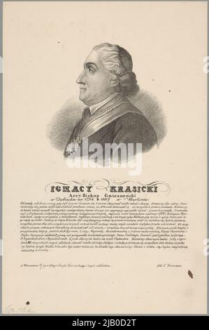 Ignacy Krasicki (1735 Dubiecko 1801 Berlin) des armoiries de Rogala évêque de Warmian en 1767 1795, archevêque de Gniezno en 1795 1801, poète, écrivain prose et encyclopédiste Horwart, Ludwik (FL. 1824 1837), lithographie de Józef Kościego (Varsovie), Koł ski, Józef (ca 1797 18 ..) Banque D'Images