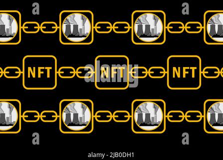 Pollution causée par l'énergie utilisée pour la menthe NFTS crypto art, technologie blockchain, jetons non fongibles, NFT Banque D'Images