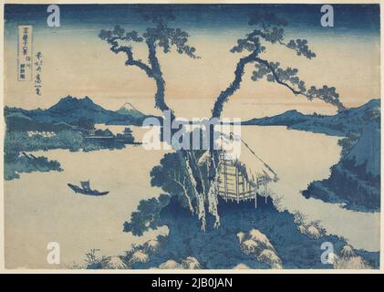 Cabane en rondins au lac Suwa dans la province de Shinano /Shinshu Suwa ko, de la série: Trente-six vues du Mont Fuji /Fugaku sanju rokkei Katsushika, hokusai (1760 1849) Banque D'Images