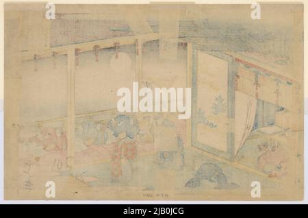 La prière de l'empereur Sanjo, de la série: Une centaine de poèmes peints selon les explications des infirmières /Hyakunin isshu ubaga etoki Katsushika, hokusai (1760 1849) Banque D'Images