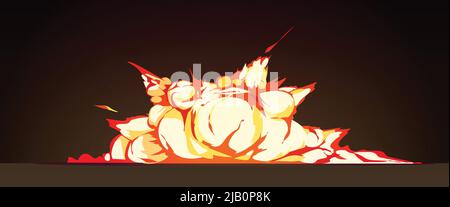 Explosion de grappe la nuit affiche de dessin animé rétro avec des explosions de couleur vive sur fond noir illustration vectorielle Illustration de Vecteur