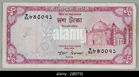 Billet de banque à 10 tels; Bangladesh, B.R. (1978). Banque D'Images