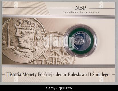 République polonaise, 5 zlotys, Histoire de la pièce polonaise Denar Bolesław Śmiał; 2013 Mennica Polska S.A., Carp Kopiec, Dominika Banque D'Images