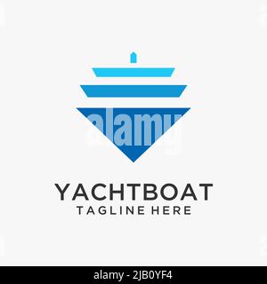 Design du logo du yacht Illustration de Vecteur