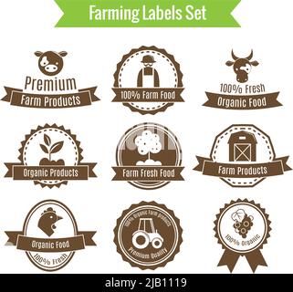 L'exploitation agricole et l'agriculture ou les étiquettes badges situé sur fond blanc isolated vector illustration Illustration de Vecteur