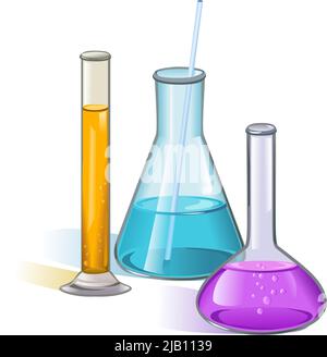 Ensemble de flacons de laboratoire verrerie avec tube et le liège concept vector illustration Illustration de Vecteur