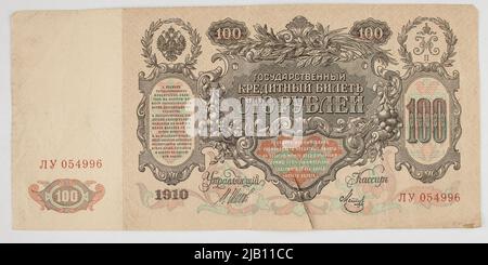 Un billet de banque pour 100 roubles; Russie, 1910 Banque D'Images
