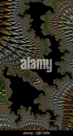 Rendu 3D avec art fractal, fantaisiste et coloré illustration abstrait motif conçu Banque D'Images