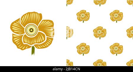 Belle fleur jaune avec des nuances isolées sur fond blanc est dans le motif sans couture - illustration vectorielle Illustration de Vecteur