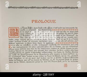 Karta 3 (Karta 1 Prologueu, Str. I I II) Albumu les trente six vues de la Tour Eiffel par Henri Rivie sont Prologue d'arse Alexandre Imprimerie Euge'ne Verneau 108, rue de la folie Mericourt Paris 1888 1902 Paris: E. Verneau, 1902 AUROLI, George (1863 1938) Banque D'Images
