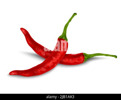 Nourriture biologique végétale piment rouge poivre isolé sur fond blanc illustration vectorielle Illustration de Vecteur