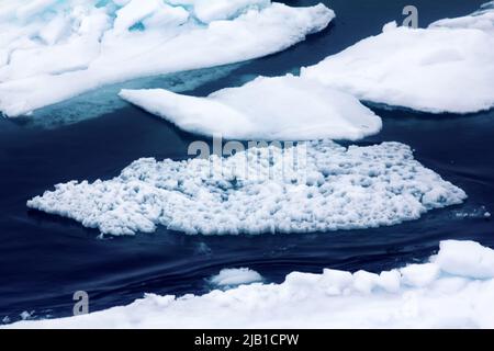 Glaciologie. Fonte active de la glace polaire, porosité de la glace. Océan Arctique près du pôle Nord. Fluctuation du climat Banque D'Images