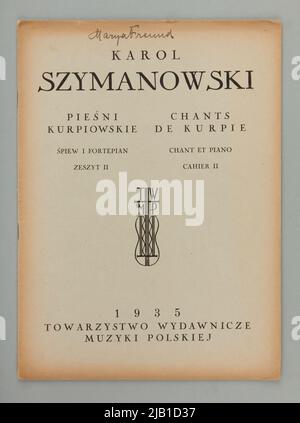 Notes chansons Kurpie op. 58 12 chansons pour une voix solo avec un bloc-notes pour piano II Szymanowski, Karol (1882 1937) Banque D'Images