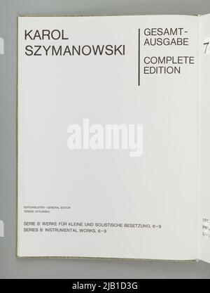 NUTY Édition totale œuvres de piano œuvres de piano B 7 (Utwory Fortepianowe) Szymanowski, Karol (1882 1937) Banque D'Images