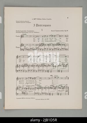 Notes 3 Berceuse op. 48 avec les paroles de Jarosław Iwaszkiewicz Szymanowski, Karol (1882 1937) Banque D'Images