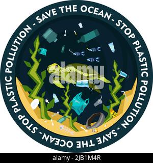 Journée mondiale des océans, Journée mondiale de l'environnement, Journée de la Terre, Journée mondiale des Maritimes illustration vectorielle du concept. Arrêtez la pollution plastique. Gardez les océans propres. VAA Illustration de Vecteur