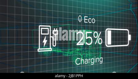 Image des données d'état de charge sur l'interface de véhicule électrique, plus de 3D modèles de chariot Banque D'Images