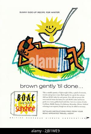 BOAC British Overseas Airways Corporation annonce papier du magazine 1970s annonce voyage BOAC ticket Banque D'Images