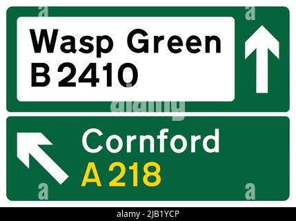 Wasp Green, Cornford, Stack‑Type Advance Direction, Road Signs au Royaume-Uni Illustration de Vecteur