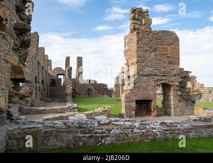 Ruines de l'Earl's Palace, un château du xvie siècle à Birsay, Orkney, continentale, Ecosse, Royaume-Uni Banque D'Images