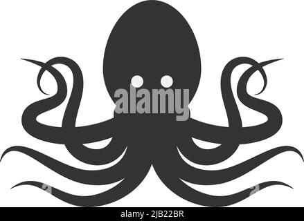 symbole kraken noir isolé sur fond blanc, illustration vectorielle Illustration de Vecteur