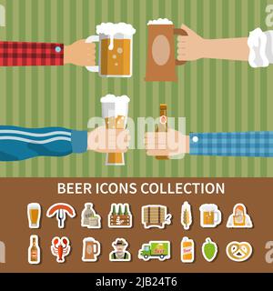 Collection Flat design de bière oktoberfest et d'en-cas icônes illustration vectorielle isolée Illustration de Vecteur