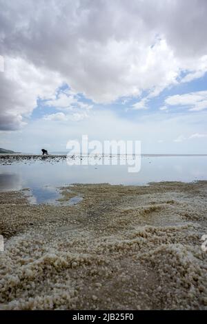 15 mai 2022 Aksaray Turquie. TUZ golu Lac de sel à Aksaray par une journée nuageux Banque D'Images