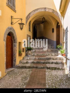 Le beau village de Veroli, près de Frosinone, Latium, centre de l'Italie. Banque D'Images